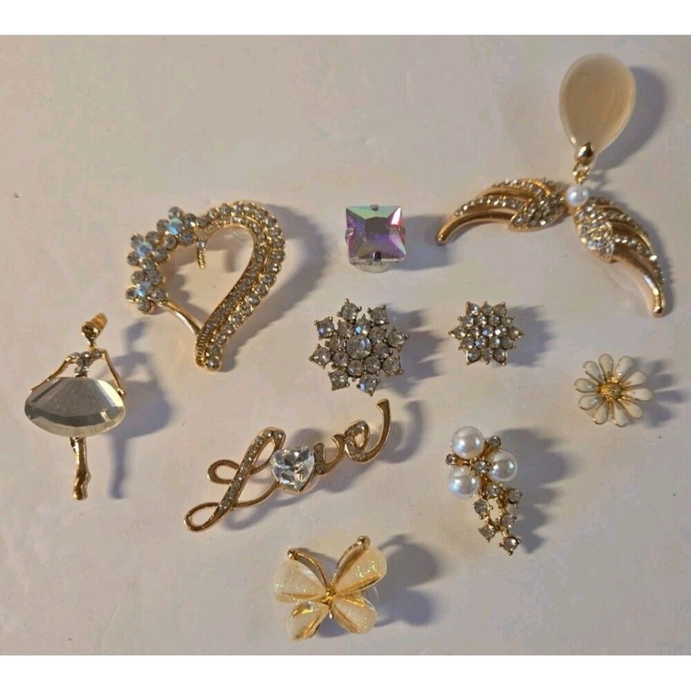 10 Piece Set Sparkle Jeweled Shoe Charm Jibbitz White Rhinestones Bling Love